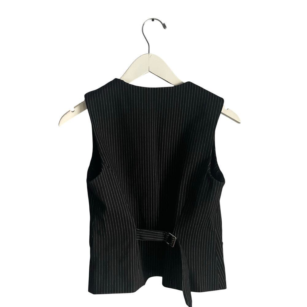 Elie Tahari Pinstripe Vest Y2K Black Minimalist Neutral Academia size Small - Picture 2 of 7